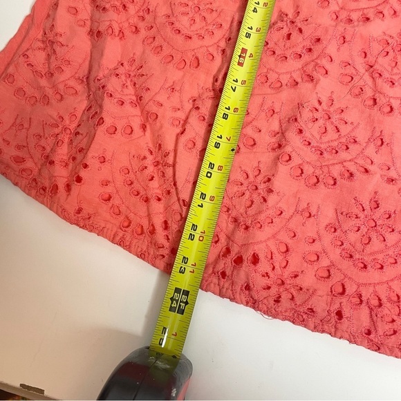 Elodie Coral Eyelet Tank Spaghetti Straps Size L EUC Orange Flowy Cotton - Picture 7 of 9